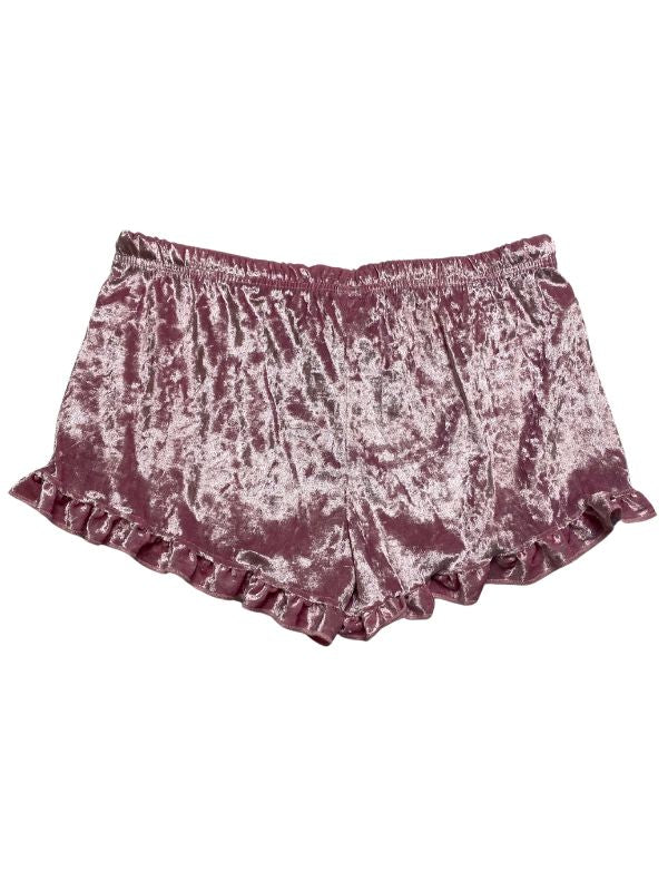 Pink Velvet Ruffle Shorts (Small)