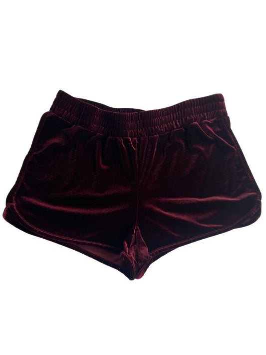 Burgundy Velvet Shorts (Medium)