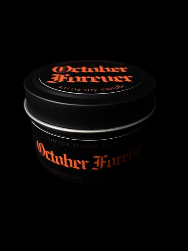 October Forever Tin Candle