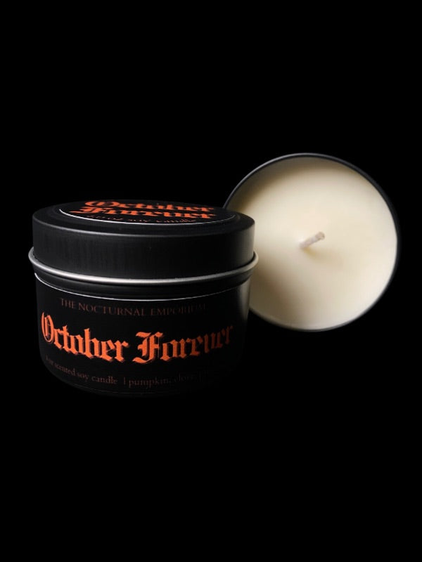 October Forever Tin Candle