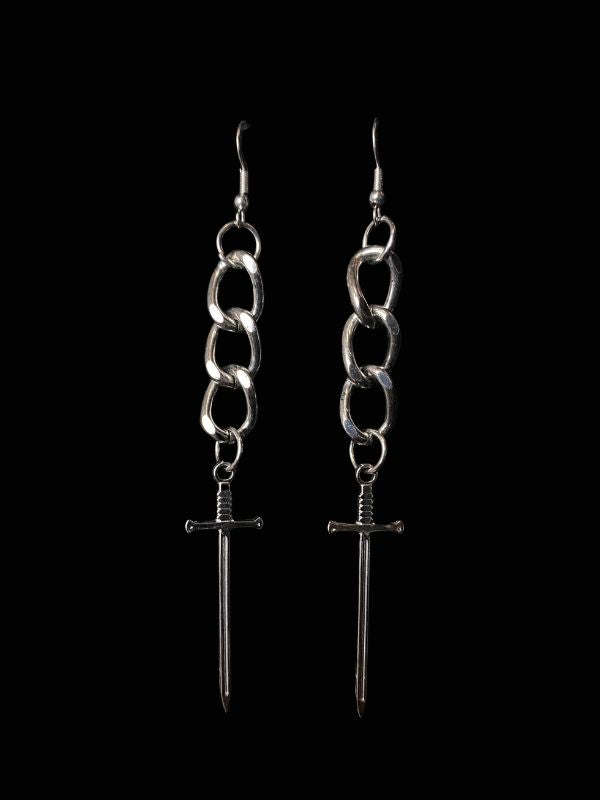 Sword in Chain Earrings