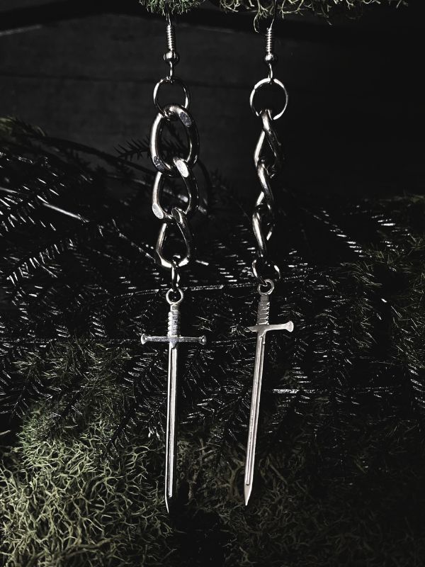 Sword in Chain Earrings